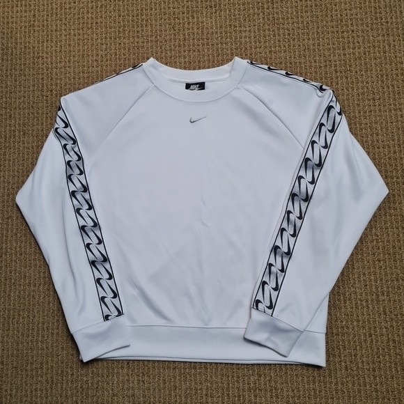 Nike Swoosh NSW Pullover Sweatshirt Crew Silver Logo Tape Silver S Rare Find - Picture 2 of 12